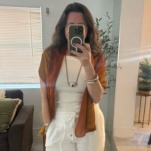 Oscar de la Renta Two-Tone Scarf in Rust & Mustard